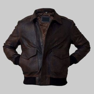 A2 MILITARY BOMBER LAMBSKIN LEATHER JACKET FOR MEN