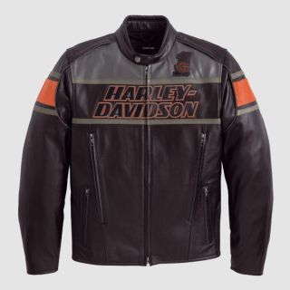 BROWN COWHIDE H-D LEATHER JACKET FOR MEN