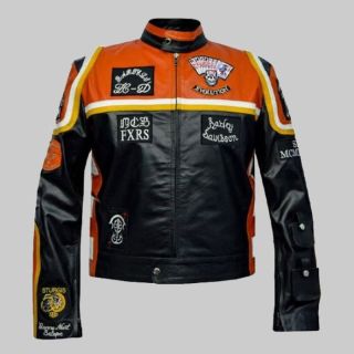 HARLEY DAVIDSON MICKEY ROURKE BIKER LEATHER JACKET FOR MEN'S