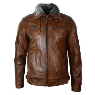 MEN’S BIKER BELTED BROWN LEATHER JACKET
