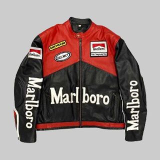 MENS FORMULA F1 RACEWAY BLACK LEATHER JACKET