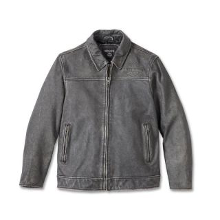 MEN'S HARLEY DAVIDSON GAS & OIL LEATHER JACKET - BLACK LEATHER