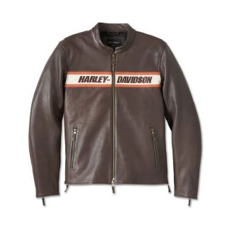 MEN'S HARLEY DAVIDSON VICTORY LANE II LEATHER JACKET - JAVA