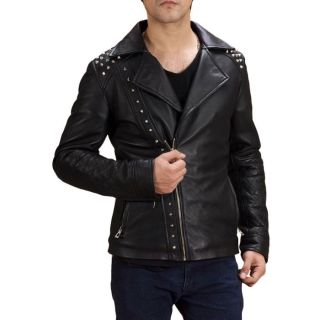 MENS STUDDED MOTORCYCLE LEATHER JACKET