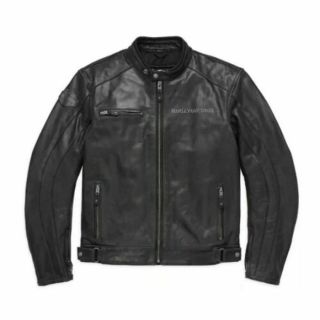 MEN'S VOTARY BLACK GRAY HARLEY DAVIDSON MOTORCYCLE BIKER REAL LEATHER JACKET