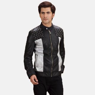 SHAPRON STUDDED LEATHER BIKER JACKET