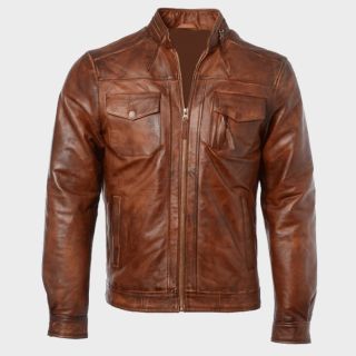 TAN EDINBURGH BROWN LEATHER JACKET