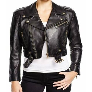 Wrestler Rebecca Quin Lynch Black Leather Biker Jacket 